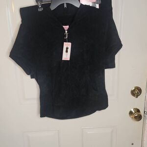 Juicy Couture black terry short set women's size L